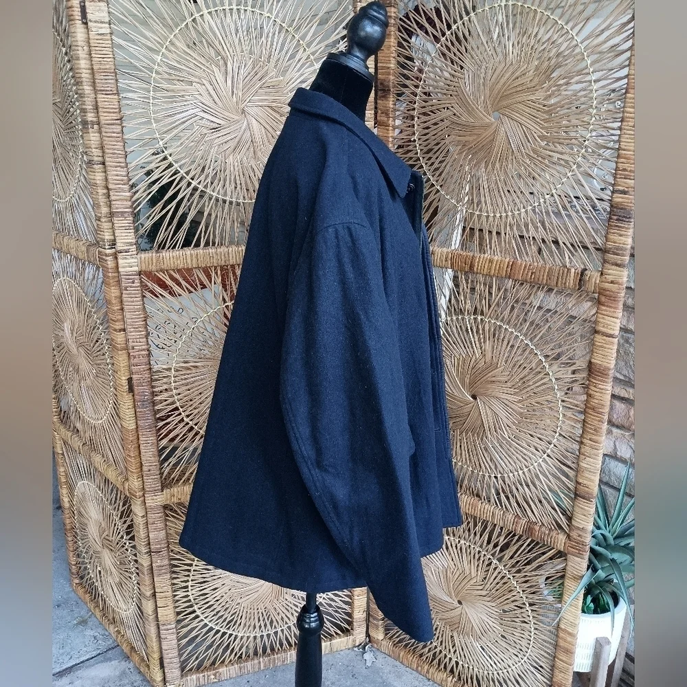 Vintage Structure Men's Wool Blend Navy Blue Jacket_XL